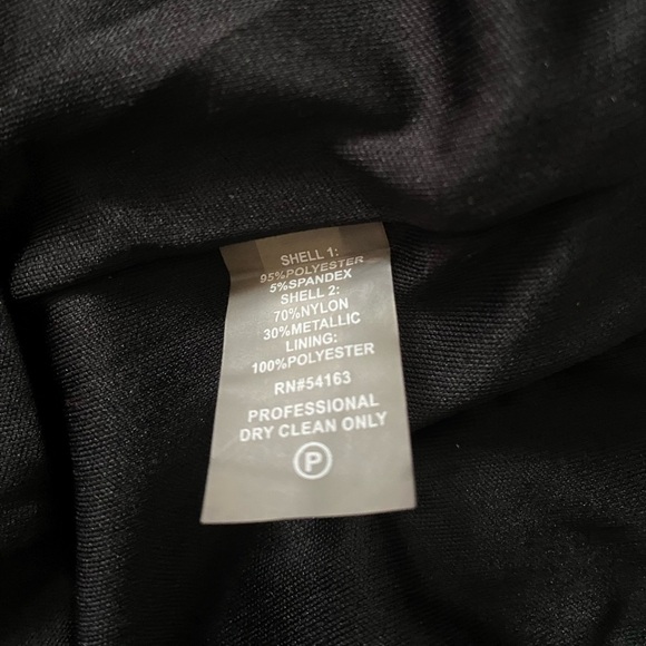 CALVIN KLEIN Black w/ Silver Trim Lace Pleated Mini Cocktail Sleeveless Dress 4 - Picture 8 of 8